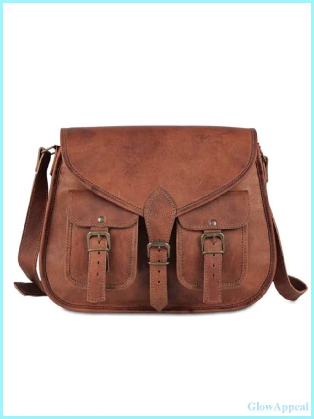 Full-Grain Leather Satchel Crossbody Shoulder Bag Travel Purse